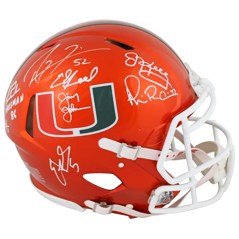 Miami Legends (8) Lewis, Irvin, +6 Signed Flash F/S Speed Proline Helmet BAS Wit