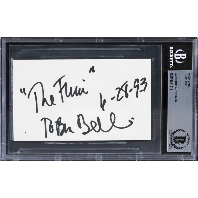 Tobin Bell Saw "The Firm 6-28-93" Signed 3x5 Index Card Autographed BAS Slabbed