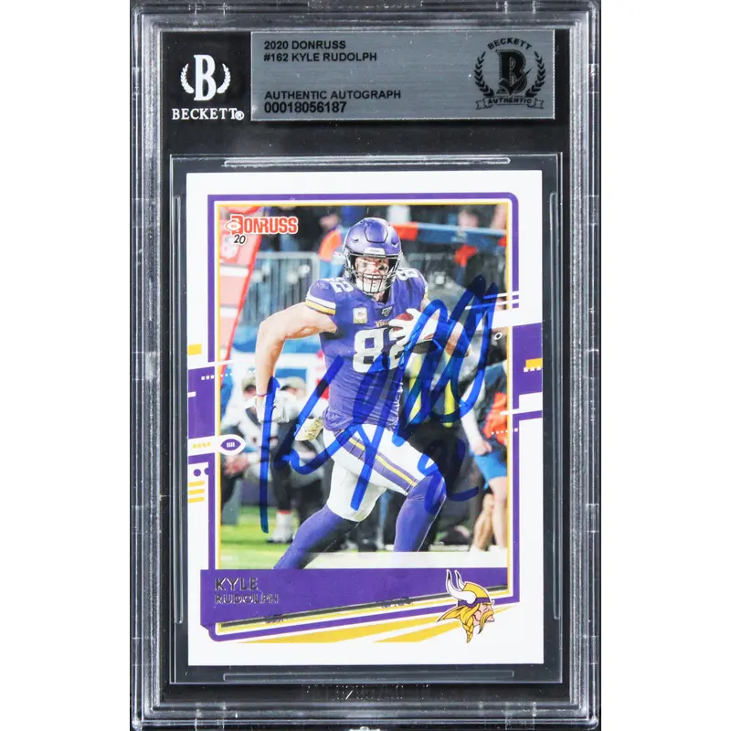 Vikings Kyle Rudolph Authentic Signed 2020 Donruss #162 Card BAS Slabbed