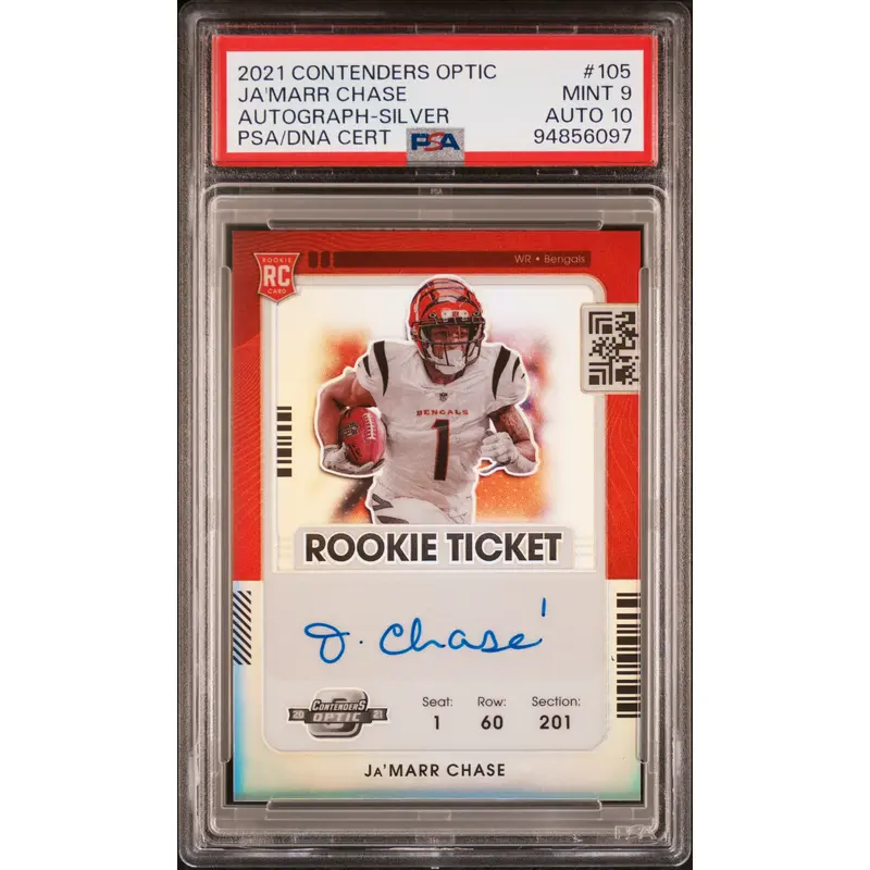 Ja'Marr Chase 2021 Contenders Optic #105 Silver Auto PSA 9 Auto 10