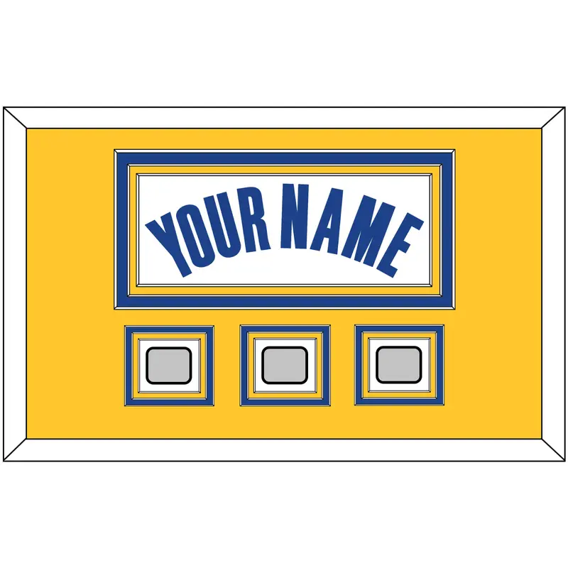 Golden State Name & 3 Finals Patches - White Association - Triple Mat 3