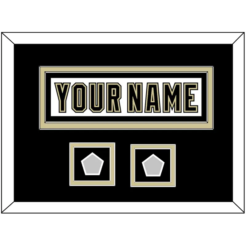 Pittsburgh Nameplate & 2 Stanley Cup Finals Patches - Road White (2007-2016) - Double Mat 4