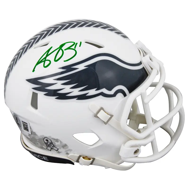 Eagles A.J. Brown Signed Salute To Service III Speed Mini Helmet BAS Witnessed