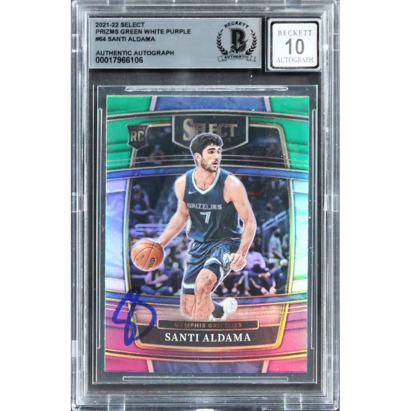 Grizzlies Santi Aldama Signed 2021 Select GWP #64 Rookie Card Auto 10! BAS Slab