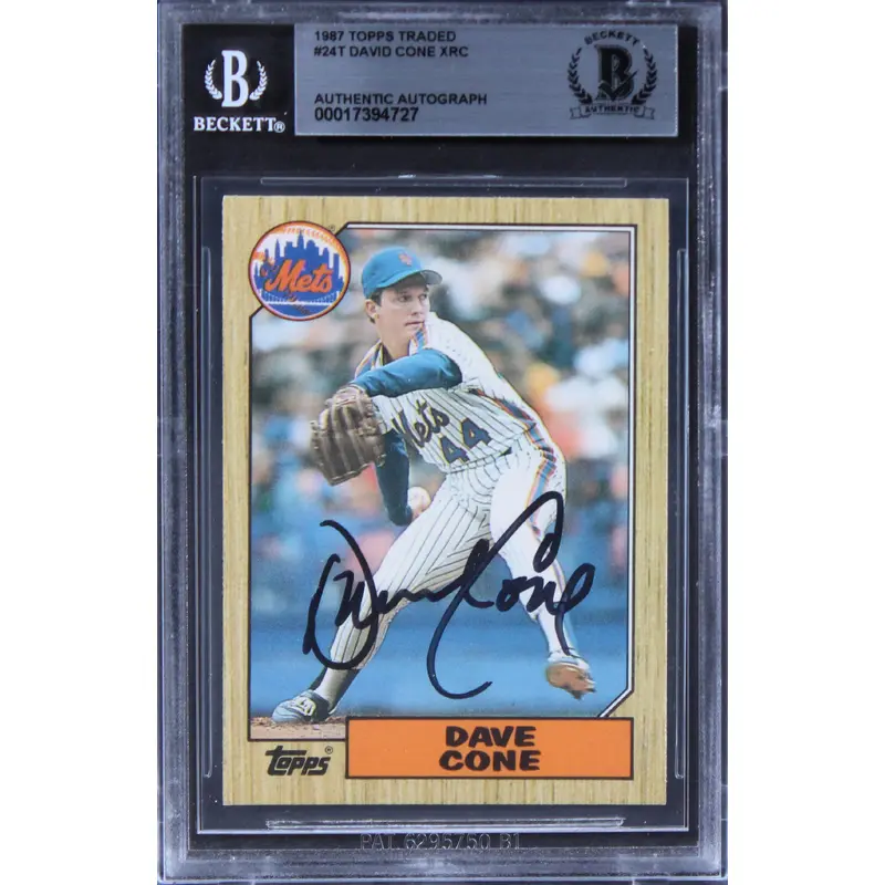 Mets David Cone Authentic Signed 1987 Topps Traded #24T XRC Card BAS Slabbed