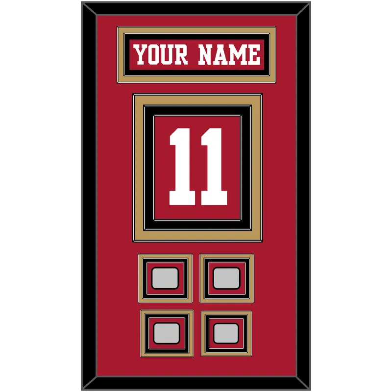 San Francisco Nameplate & Number (Back) With 4 Super Bowl Patches - Home Red - Triple Mat 3