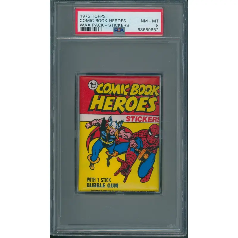 1975 Topps Comic Book Heroes Unopened Stickers Wax Pack PSA 8 *9652