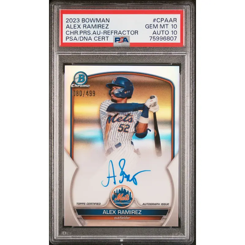 Alex Ramirez 2023 Bowman Chrome Refractor Auto #80/499 PSA 10 Auto 10
