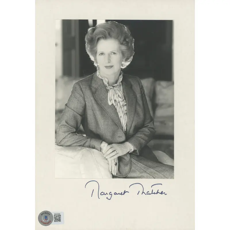 Margaret Thatcher UK Prime Minister Signed Mounted 6.5x9.5 Photo BAS #BK43265