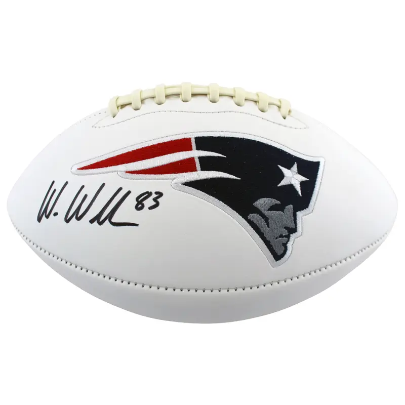 Patriots Wes Welker Authentic Signed White Panel Logo Football BAS Witnessed