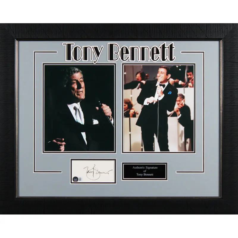 Tony Bennett Authentic Signed 3x5 Index Card Framed Display BAS #BL98007
