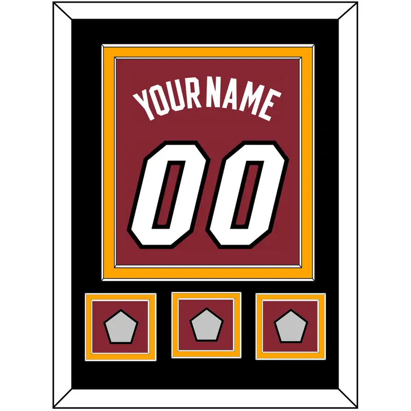Miami Name & Number With 3 Finals Patches - Alternate Red (2009-2017) - Double Mat 2