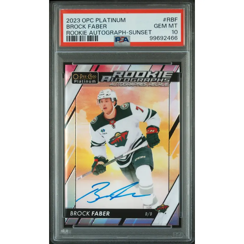 Brock Faber 2023 Upper Deck OPC Platinum Sunset Rookie Auto PSA 10 Gem Mint