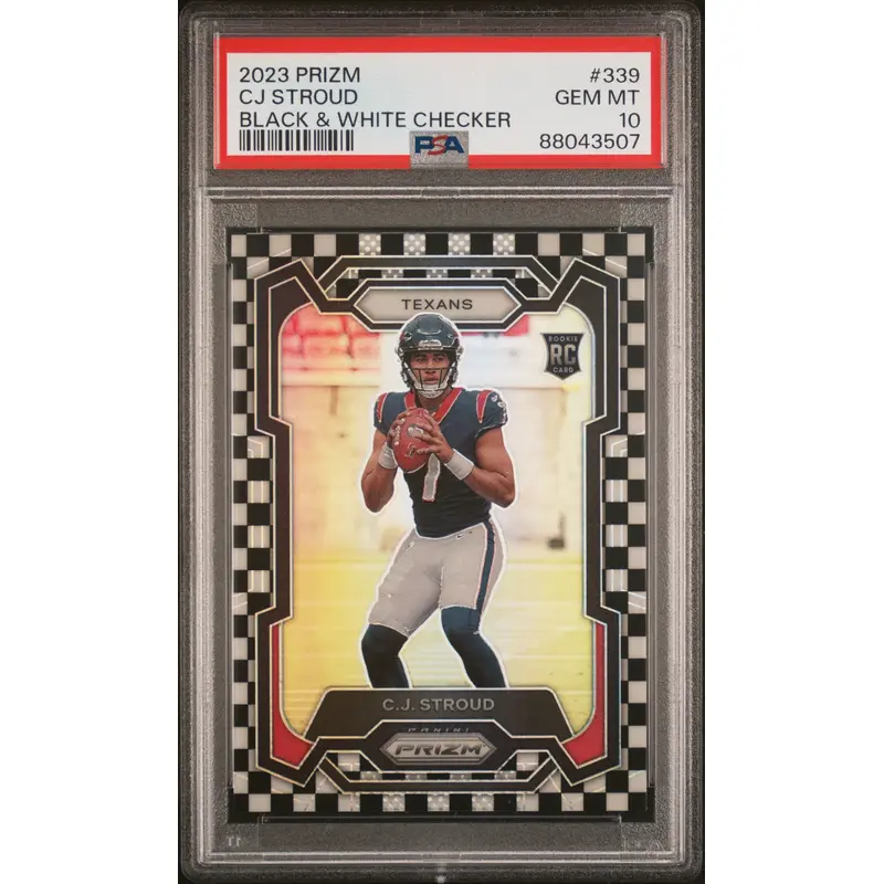 CJ Stroud 2023 Panini Prizm Rookie #339 Black and White Checker PSA 10 Gem Mint