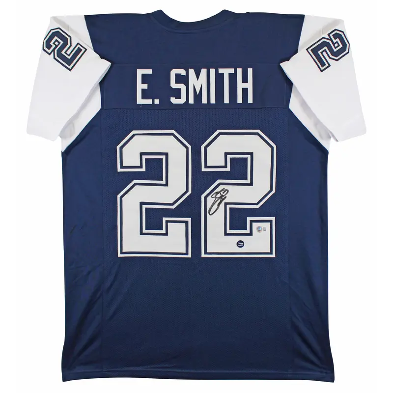 Emmitt Smith Authentic Signed Navy Thanksgiving Pro Style Jersey BAS Witnessed