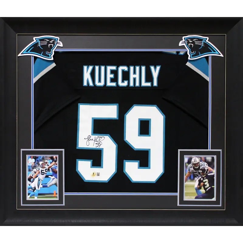 Luke Kuechly Authentic Signed Black Pro Style Framed Jersey BAS Witnessed
