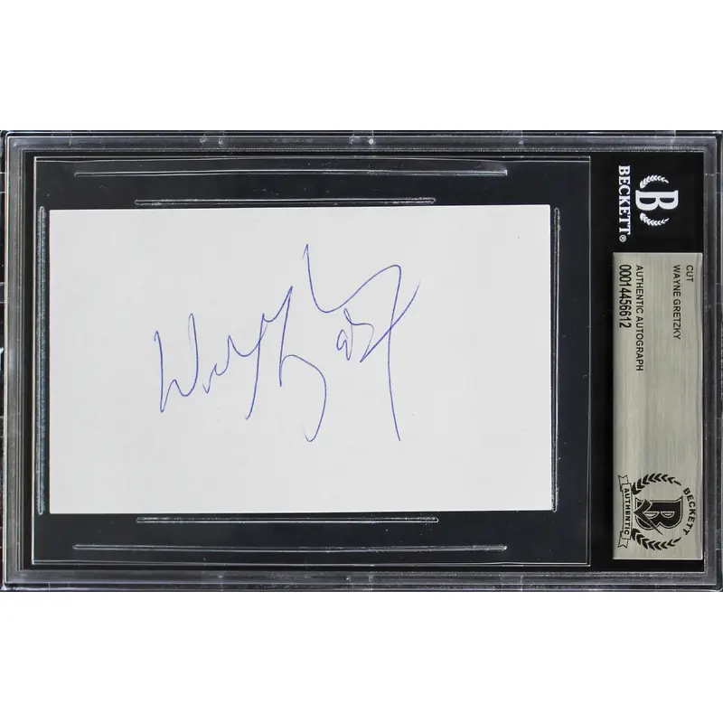 Oilers Wayne Gretzky Authentic Signed 3x5 Cut Signature BAS Slabbed