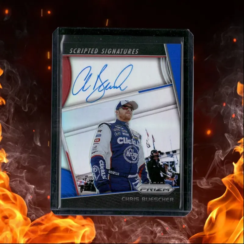 2018 Panini Prizm Racing Chris Buescher Scripted Signatures Red White Blue Prizm
