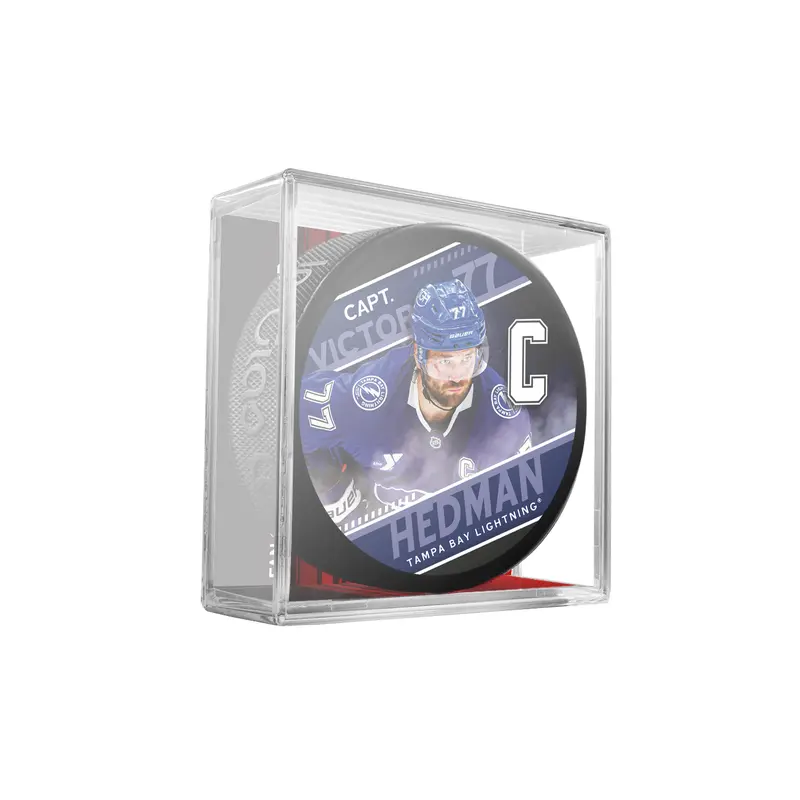 NHL Captain Series Victor Hedman Tampa Bay Lightning Souvenir Hockey Puck In Cube