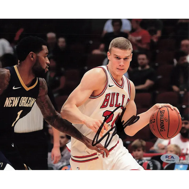 Lauri Markkanen signed 8x10 photo PSA Chicago Bulls Autographed