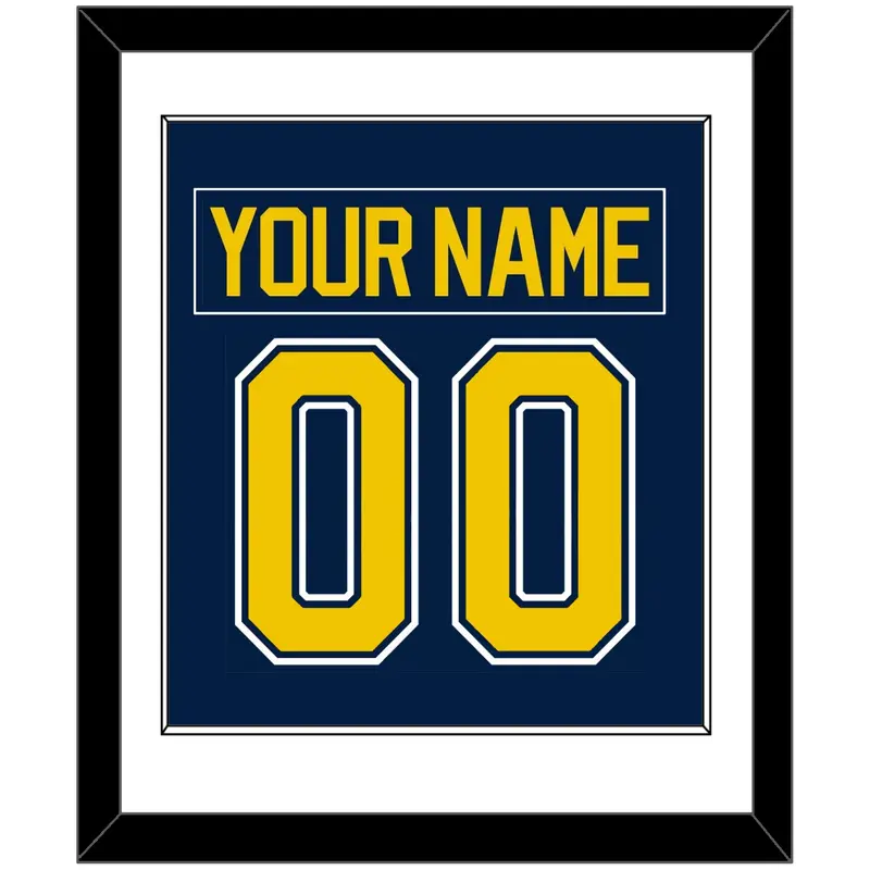 Michigan Hockey Nameplate & Number (Back) Combined - Road Blue (2021-2023) - Single Mat 1