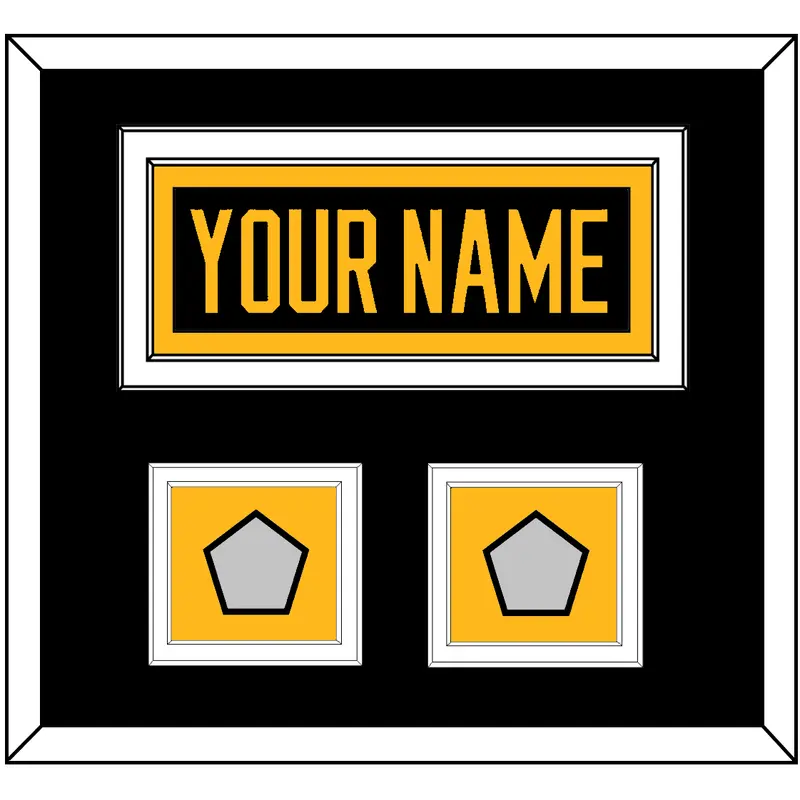 Pittsburgh Nameplate & 2 Stanley Cup Finals Patches - Road Black (1988-1992) - Double Mat 3