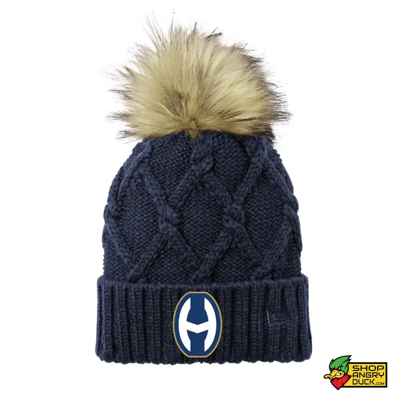 Hoban Football Patch New Era Faux Fur Pom Beanie