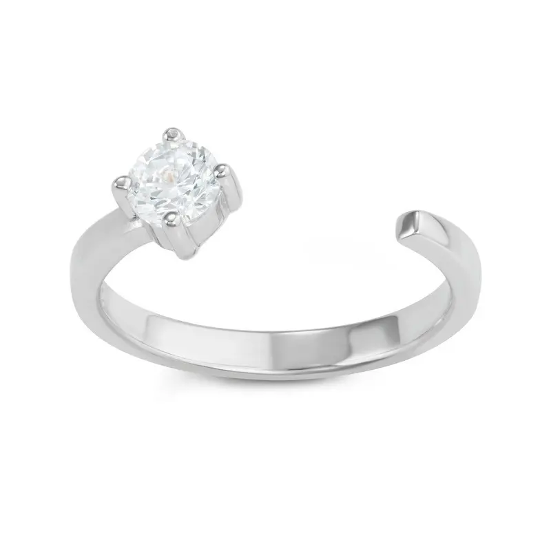 Sterling Silver Round CZ Open Ring