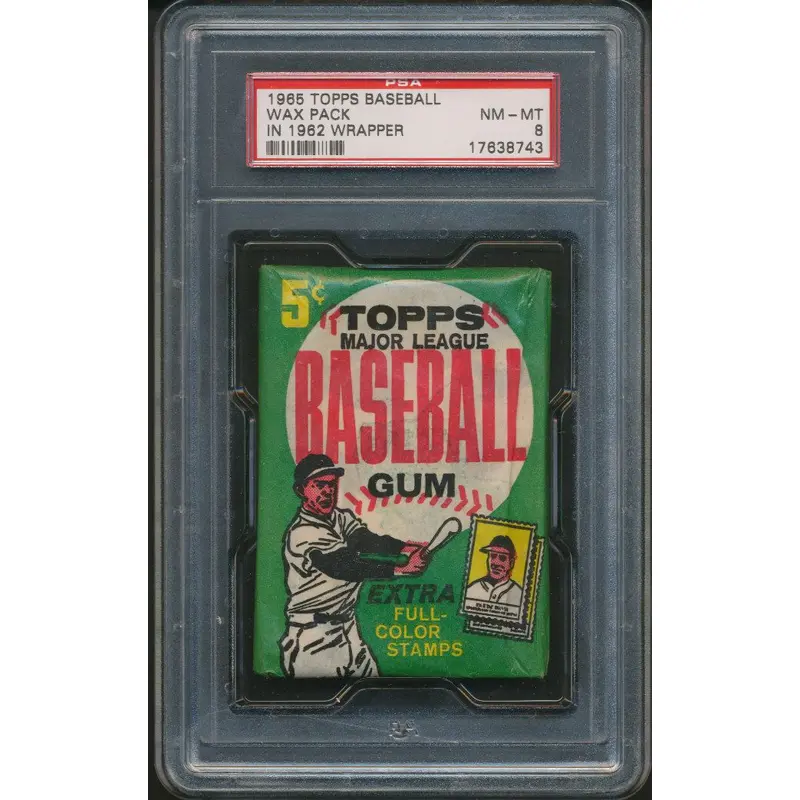 1965 Topps Baseball Unopened Wax Pack PSA 8 (1962 wrapper)