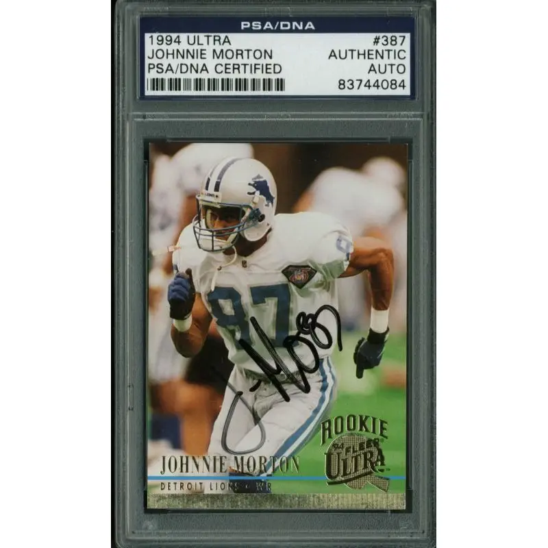 Lions Johnnie Morton Authentic Signed Card 1994 Ultra #387 PSA/DNA Slabbed