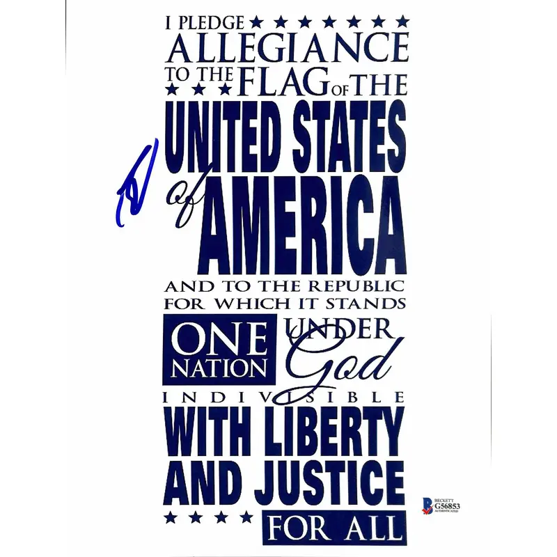Robert O'Neill Navy Seal Team Six Signed Pledge of Allegiance Photo BAS #G56853