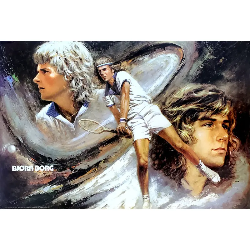 Bjorn Borg "Superstar" Vintage Original Tennis Wall Poster - Minerva A/S 1975