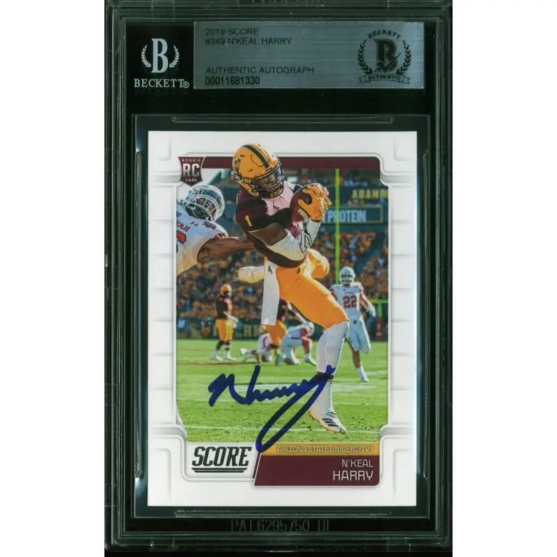 Patriots N'Keal Harry Authentic Signed 2019 Score #349 RC Auto Card BAS Slabbed