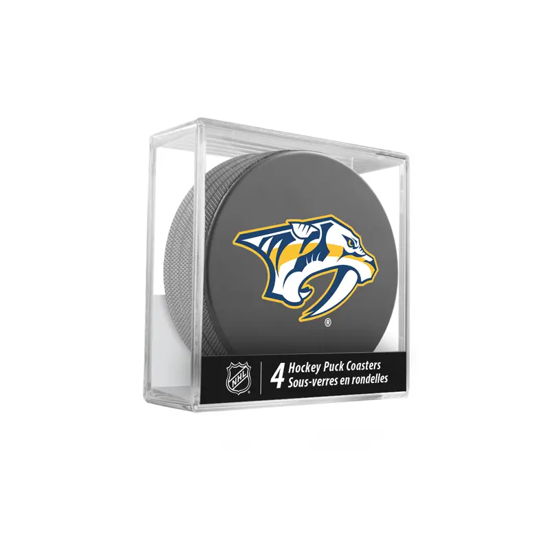 NHL Nashville Predators Hockey Puck Drink Coasters (4-Pack) In Cube