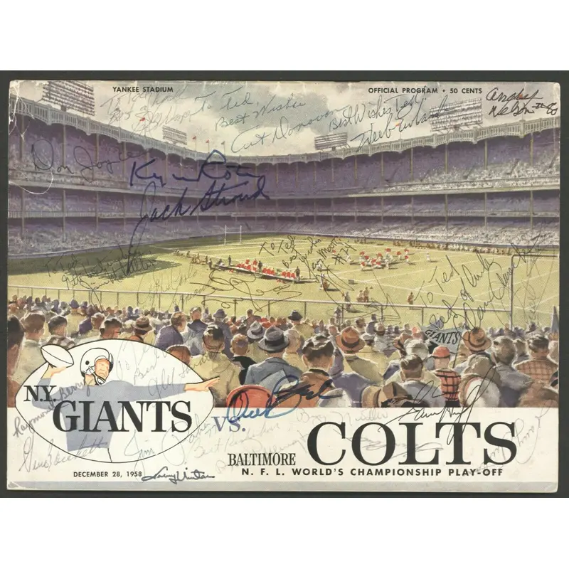 1958 Baltimore Colts & Giants Team Signed Program Greatest Game Ever Played JSA