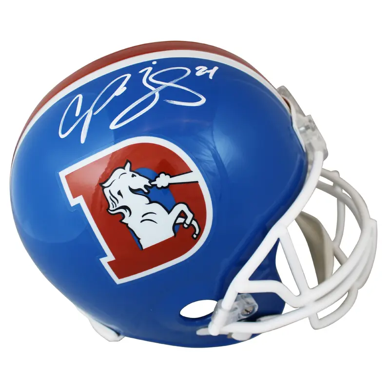 Broncos Champ Bailey Authentic Signed Throwback Full Size Rep Helmet BAS Witness