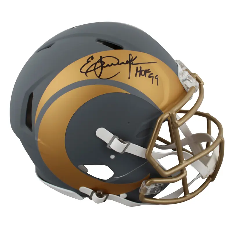 Rams Eric Dickerson "HOF 99" Signed Slate Full Size Speed Proline Helmet BAS Wit