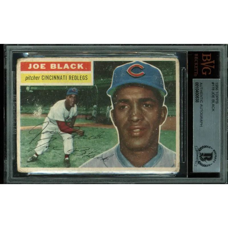 Reds Joe Black Authentic Signed 1956 Topps #178 Auto Card BAS Slabbed