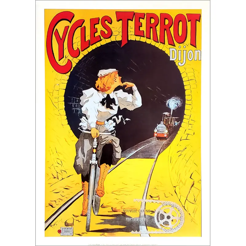 Cycles Terrot "Train" (c.1901) Vintage Bicycling Poster Reproduction - Editions Clouet