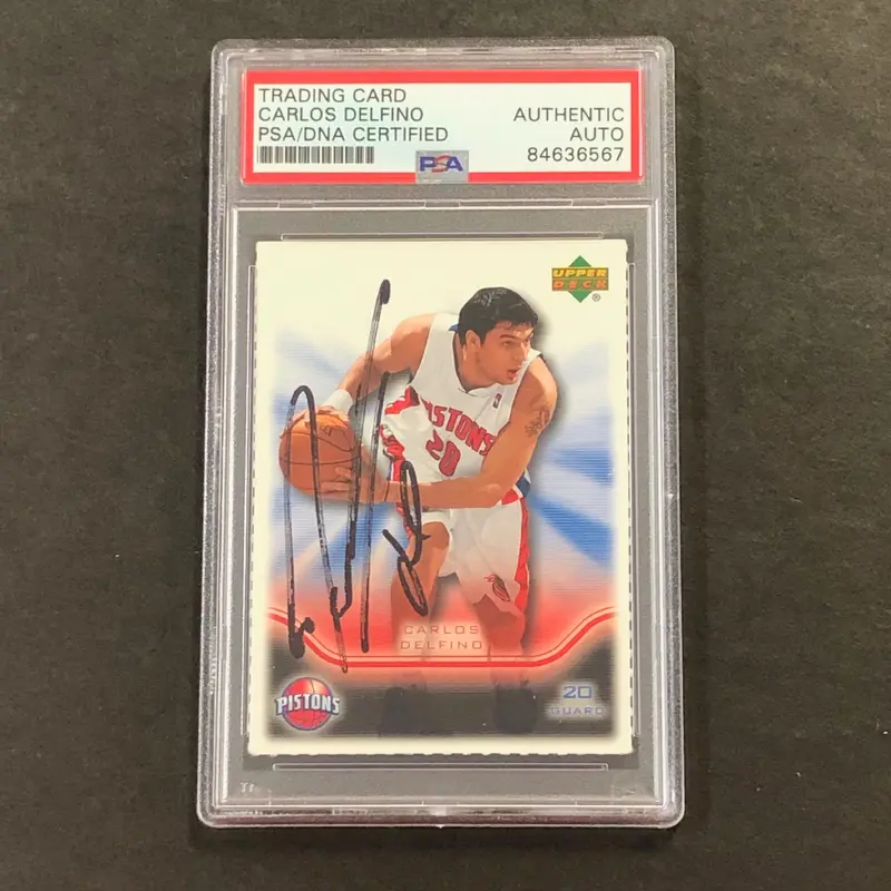 2004 Upper Deck #2 Carlos Delfino Signed Card AUTO PSA Slabbed RC Pistons