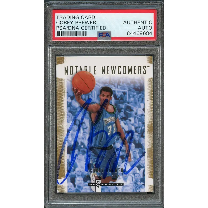 2007-08 Hot Prospects #4 Corey Brewer Signed Card AUTO PSA Slabbed Timberwolves