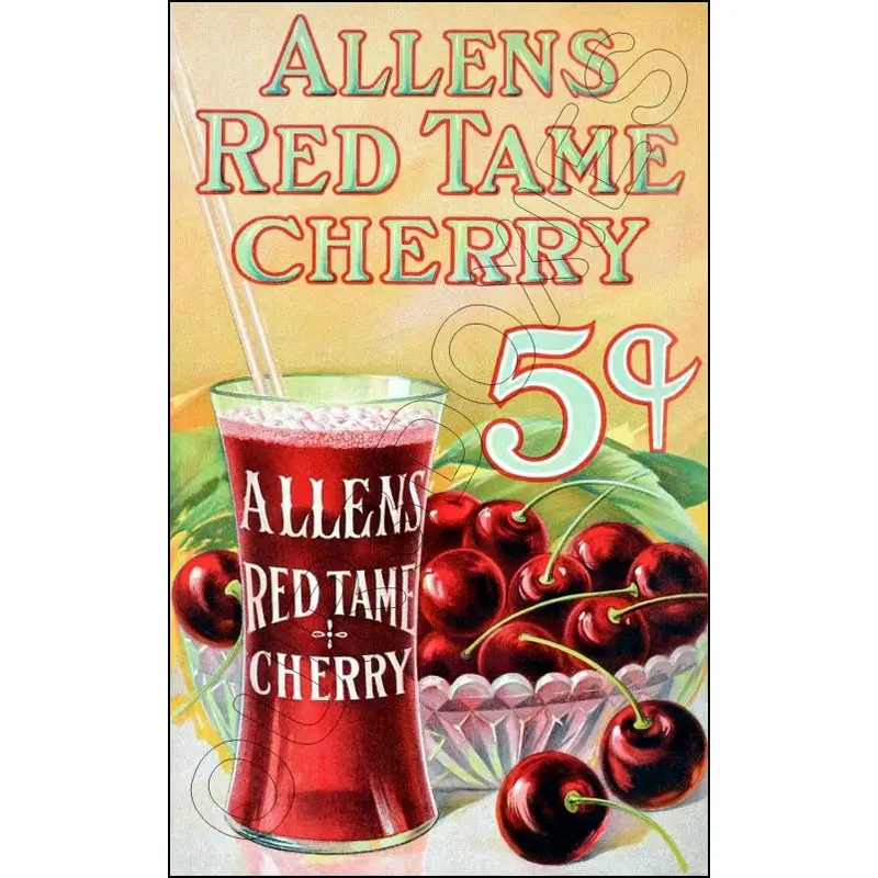 Allens Red Tame Cherry Store Counter Standup Sign - 2303