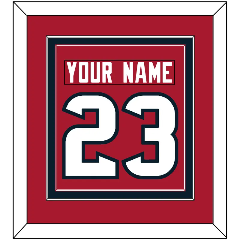 Houston Nameplate & Number (Back) Combined - Alternate Red (2003-2023) - Double Mat 2
