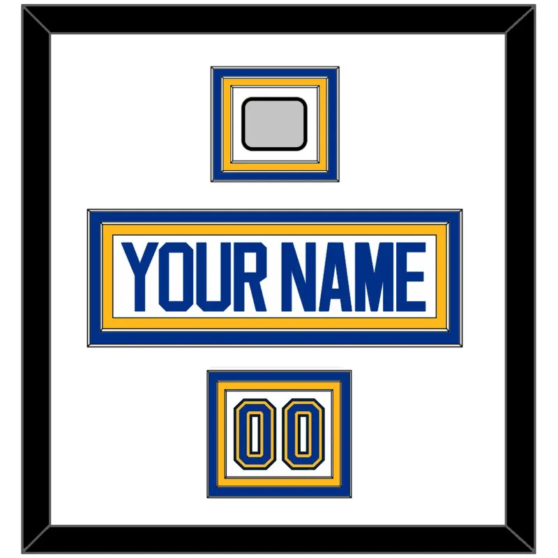 St. Louis Nameplate, Number (Shoulder) & Stanley Cup Finals Patch - Road White - Triple Mat 1