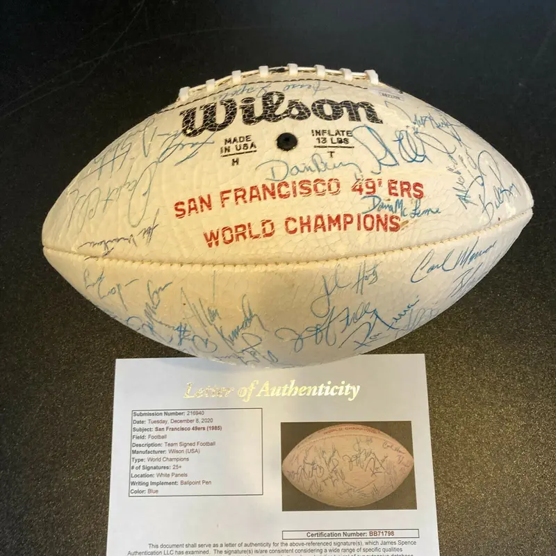 1984-85 San Francisco 49ers Super Bowl Champs Team Signed Football JSA COA