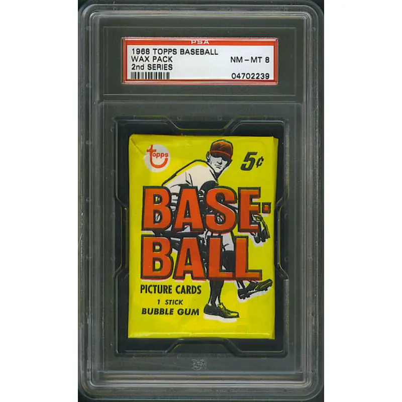 1968 Topps Baseball Unopened 2nd Series Wax Pack PSA 8