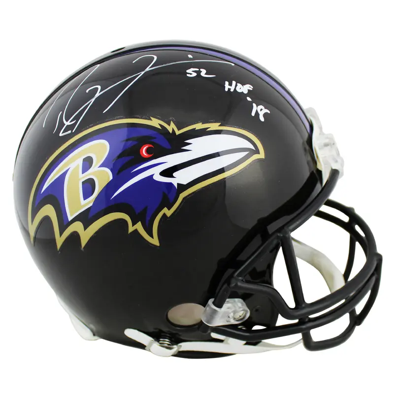 Ravens Ray Lewis "HOF 18" Authentic Signed Full Size Proline Helmet BAS Witness