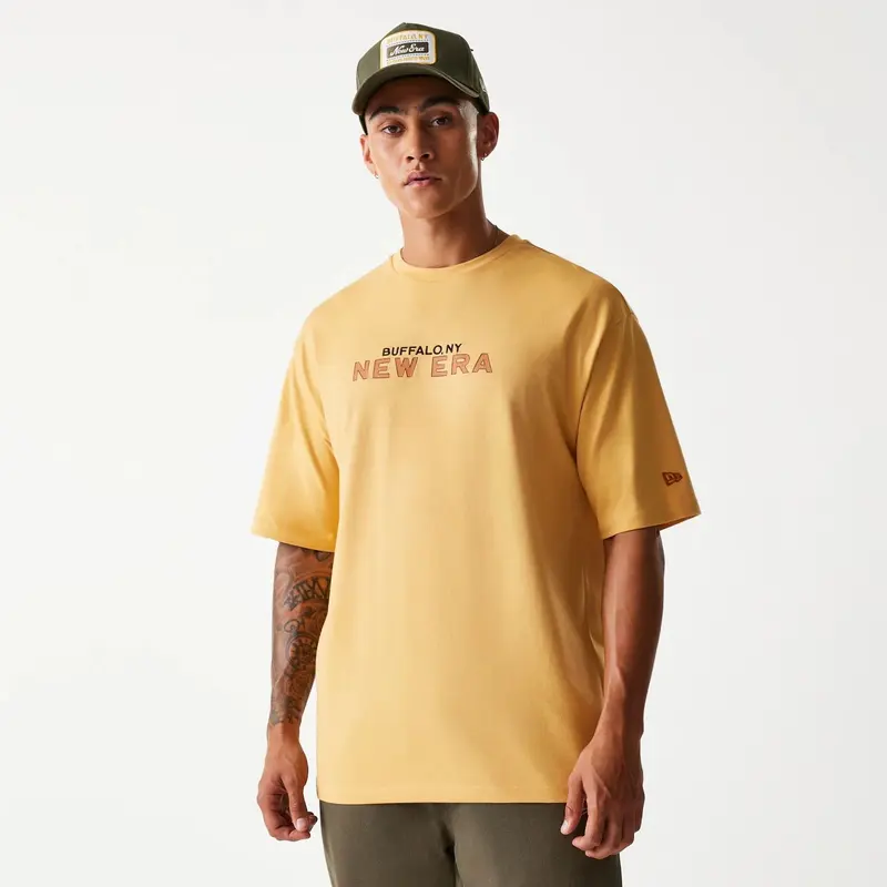 New Era Vacation Graphic Beige Oversized T-Shirt