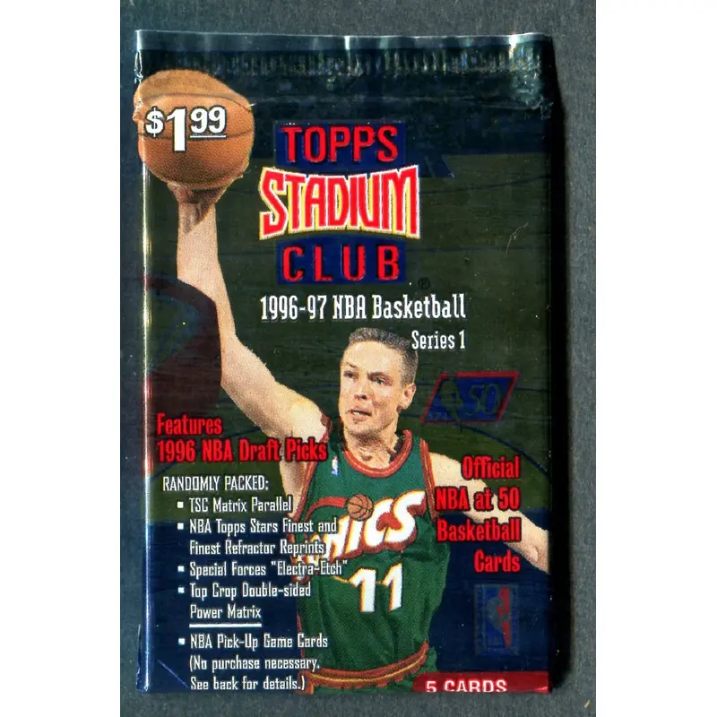 1996/97 Topps Stadium Club Basketball Unopened Series 1 Pack (Pre Priced) (5)
