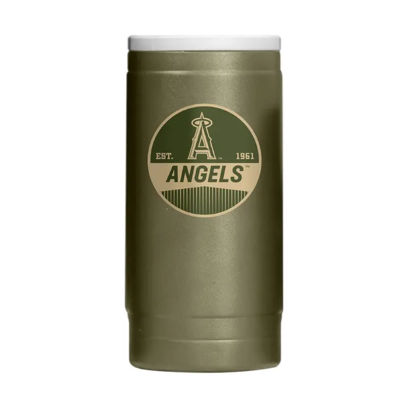 LA Angels Badge Powder Coat Slim Can Coolie